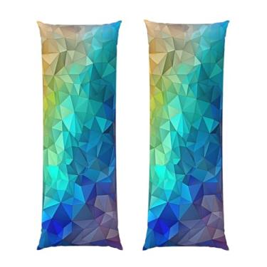 Imagem de Capa de travesseiro corporal com zíper oculto, fronha longa de microfibra macia e respirável para travesseiro corporal, capas de travesseiro triângulo arco-íris para presente de cama 50 x 137 cm