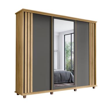 Imagem de Guarda-Roupa Espanha Ripado Cinamomo/Grafite – RV Móveis