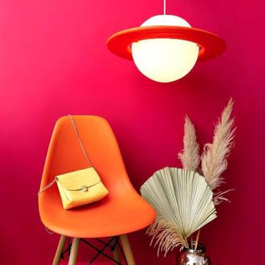 Imagem de Luminária Saturno Rings Quarto Sala Decoração Infantil Leitura (Laranja)