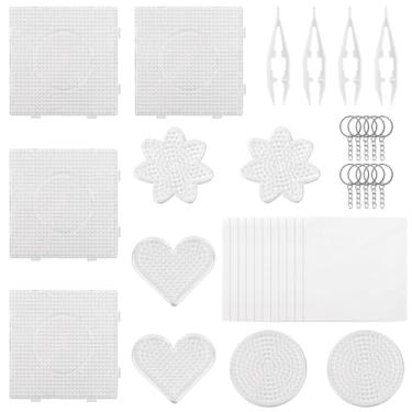 Imagem de 10 Pegboards de contas de fusíveis de 5 mm, placas de pinos de várias formas com 4 pinças para engomar, kit de arte em pixel e artesanato