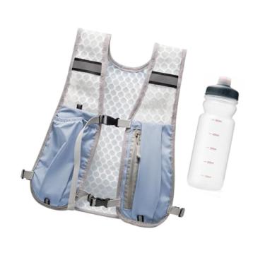 Imagem de Lljsszr Colete de Hidratação Leve com Garrafa de água de 500 Ml para Corrida com Design Refletivo, Azul Claro