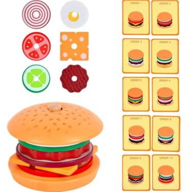 Imagem de Brinquedo Educativo Montessori de Montar Hambúrguer, Madeira, Desenvolvimento Motor, Habilidades de Resolução de Problemas, Coordenação, para Pré-escola (Hambúrguer)