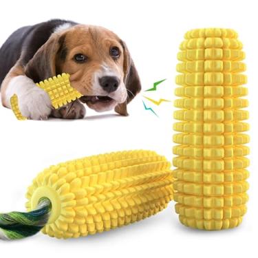 Imagem de LosFong Brinquedos para mastigar cães ultraduráveis para mastigadores agressivos – Design de espiga de milho indestrutível com barulho, brinquedos de dentição de filhotes resistentes para cães de