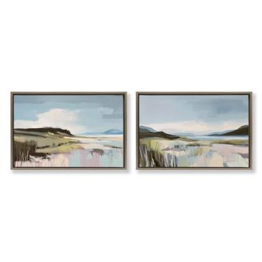 Imagem de Stupell Industries Conjunto de tela flutuante marrons Verdant Coastal Waters 2 peças por Elara Yasna, 43 x 63 cm