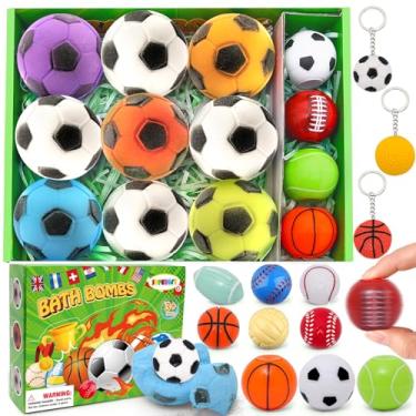 Imagem de Conjunto de bomba de banho com brinquedos surpresa no interior, pacote com 9 bombas de banho orgânicas para crianças, bolas efervescentes feitas à mão para crianças, presente de aniversário ideal para