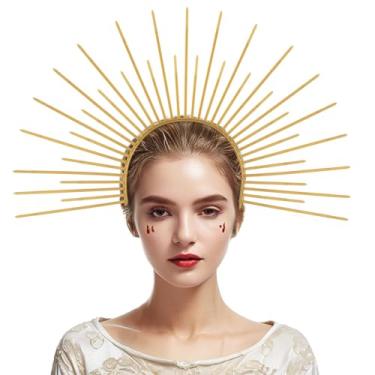 Imagem de Bandanas de coroa de auréola dourada, coroa de pontas, faixas de anjo para mulheres, fantasias de Halloween, decorações de Dia dos Mortos, lembrancinhas de festa de Halloween