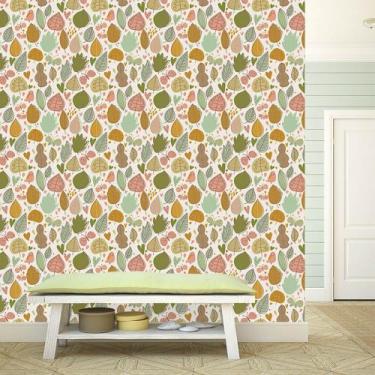 Imagem de Papel de Parede Adesivo - Folhas, Pássaros e Borboletas - 063ppn - All