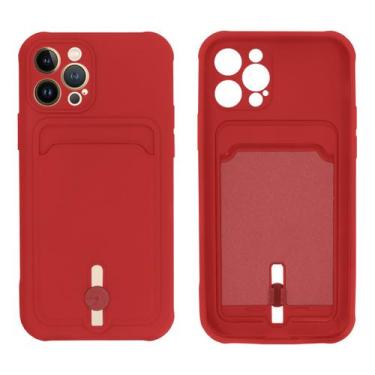 Imagem de Capa Capinha Suporte Cartão para iPhone 12 Pro - GCM, Vermelho Fosco
