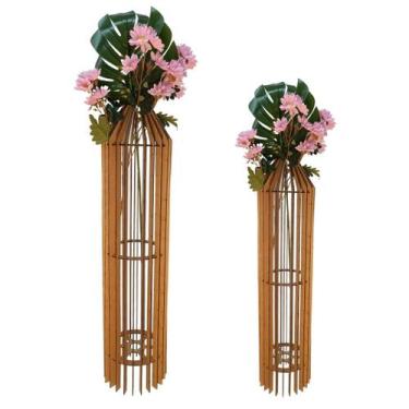 Imagem de Vaso de Chão Decorativo Grande MDF PENEDO - LENOBRE, MDF CRU, Kit com 