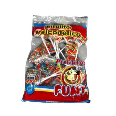 Imagem de Pacote 20 Pirulitos Psicodélicos Redondo 17G (5Cm Diâmetro) - Fumy