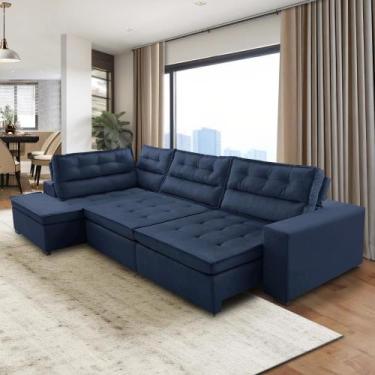 Imagem de Sofá de Canto Retrátil e Reclinável com Molas 3,00x2,00 Marília Suede 