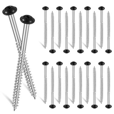 Imagem de Jetec 24 peças de prendedores de obturador de vinil, parafusos pintados de 7,6 cm para venezianas de vinil, parafusos metálicos de aço inoxidável para janelas externas de madeira (preto)