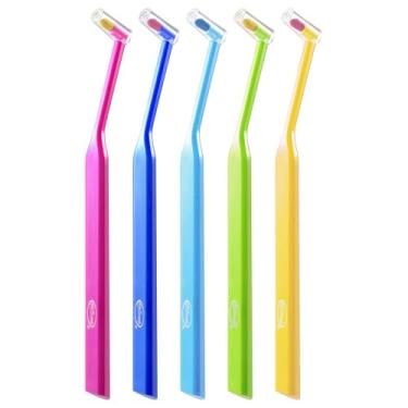 Imagem de B Rush Escova de dentes ortodôntica de cabeça pequena - escova de tufo final, escova de dentes única tufada para aparelhos, escova interdental interespacial para limpeza de detalhes, pacote com 5