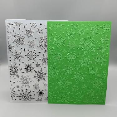 Imagem de Modelo de pasta em relevo de plástico 3D Natal com textura diversificada de flocos de neve 12 x 18 cm para fazer cartões, faça você mesmo, scrapbook, papel, artesanato, artesanato, scrapbook, artes