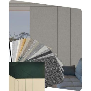 Imagem de Yoolax Persianas de porta deslizantes inteligentes XL personalizadas, persianas verticais blackout de tecido para portas de vidro. Divisória de sala suspensa, portas de pátio, portas de armário,