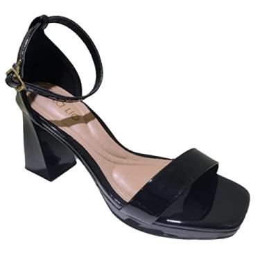 Imagem de Sandália Salto Grosso Alto Beira Rio Confortável Feminino Cor:Preto;Tamanho:38;Gênero:Feminino