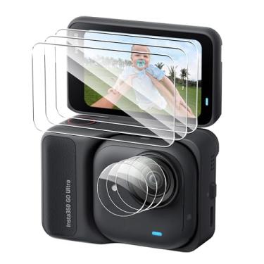 Imagem de Suttkue Protetor de tela para Insta 360 GO Ultra cobertura total 3D, antiarranhões, transparente de alta definição, para Insta 360 GO Ultra (pacote com 3+3)