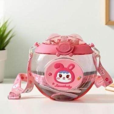 Imagem de Garrafa Infantil Bebe com Tampa e Canudo e Alça Fofinho Rosquinha - 3M