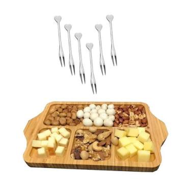 Imagem de Kit Petisqueira c/ 6 garfinhos bambu 27x17 4 divisões - clink