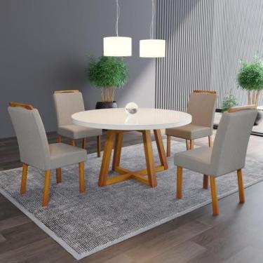 Imagem de Sala de Jantar 110x110 Safira MDF/Vidro 4 Cadeiras Bom Pastor, Base Na