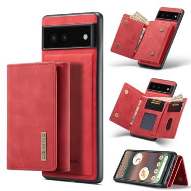 Imagem de Capa carteira de couro magnética destacável 2 em 1 para Google Pixel 6a, com 7 compartimentos para cartão + compartimento para dinheiro, recurso de suporte, TPU à prova de choque e capa de telefone de