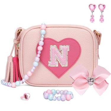 Imagem de KKXIU Presentes para meninas de 3, 4, 5, 6, 7, 8 anos, bijuterias, brinquedos infantis, bolsa de coração para meninas, rosa, 6.8 x 5.5 x 2 inches, N