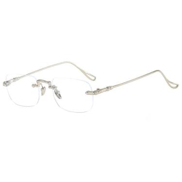 Imagem de Óculos de sol masculinos anti-luz azul, sem armação, com lentes de temperamento, que mudam de cor, 02, Óculos de sol