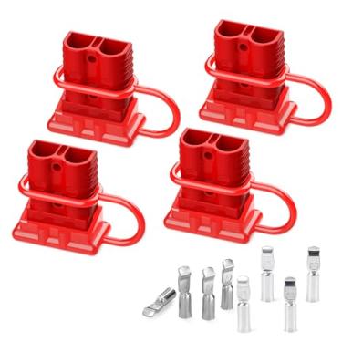 Imagem de jamgoer Anderson Connector 175A Kit de plugue de conexão rápida/desconexão de bateria calibre 2-4 12V-36V para carro, quadriciclo, guincho, reboque, pacote com 4, vermelho