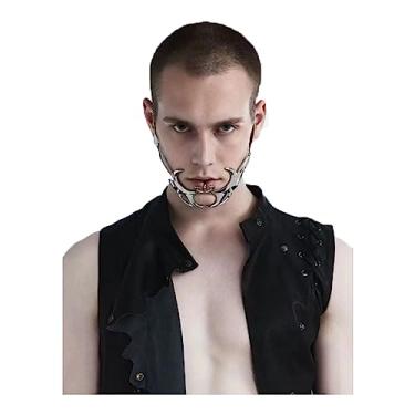Imagem de Meia máscara de metal para fantasia de Halloween, máscara mecânica, Cyberpunk, máscara de metal irregular, máscara para festa de Halloween, carnaval, boate, cosplay, fantasia de corvo de bruxa