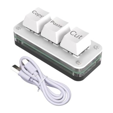 Imagem de AsrMyjcx Teclado mecânico para jogos Mini com 3 teclas, aparência suave, leve e prático para trabalho em escritório, portátil, Branco Já Definido