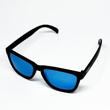 Imagem de Óculos de Sol Corrida e Casual EVOXY Pulse Square Masculino Feminino Preto - Lentes Azuis-Unissex