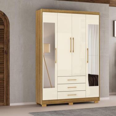 Imagem de Guarda Roupa Solteiro Linna 150cm 4 Portas de Bater 2 com Espelhos 3 G