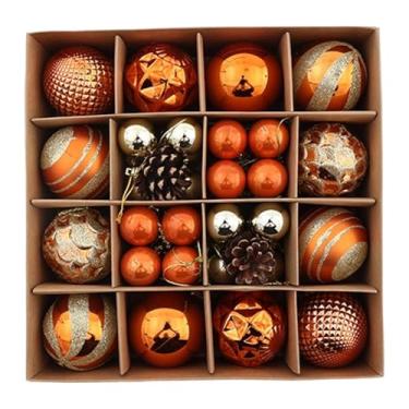 Imagem de Baoblaze Enfeite de bola de Natal pendurado pingente suprimentos para festa decoração de bola de Natal à prova de estilhaçamento para janela inauguração de, Laranja