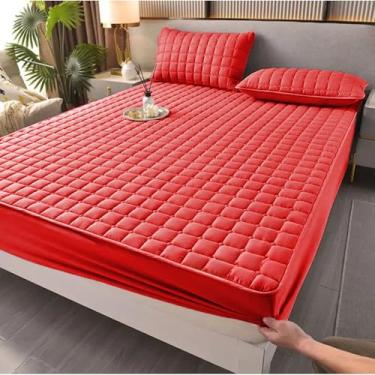 Imagem de Capa Protetora ImpermeáVel Para ColchãO 100% à Prova D'áGua - Matelada Com EláStico 360° - AntiáCaros E HipoalergêNica - Para ColchãO Casal/Queen/King(Queen,vermelho)