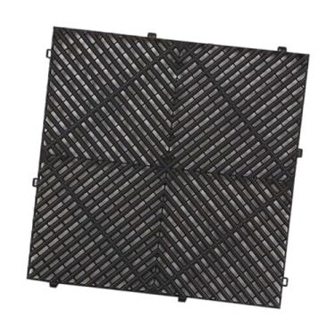 Imagem de IEUDNS Tapete de drenagem interligado, tapete de drenagem para piso interno, almofada modular para cozinha, porão, pátio, casa de fazenda, Preto