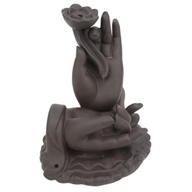 Imagem de Phefop Titular de Incenso Em Cachoeira de Fumaça de Cerâmica, Buda Backflow Incense Burner Tamanho Moderado para Decoração, Meditação, Ioga e Escritório