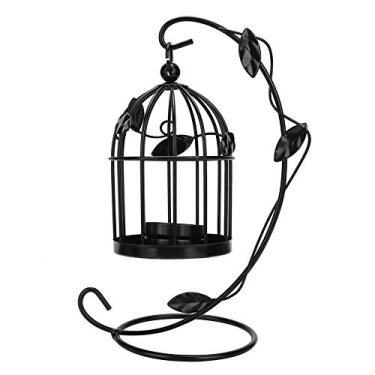 Imagem de YOUTHINK Lanterna de Vela Pendurada Pela Gaiola de Pássaro Vintage, Porta -castiçais de Ferro Oco Preto para Casamento Interno de Casamento, Jardim, Festa, Decoração de Casa Gótica (9,1 (BLACK)