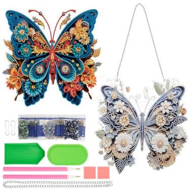 Imagem de Kit de arte de diamante para pendurar faça você mesmo, kit de arte de diamante com bandeja de corrente, caneta de cola de argila, kits de pingente de ornamento de pintura de diamantes, conjunto de