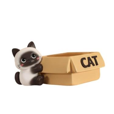 Imagem de Ｂｅｓｇａ Estátua de gato de resina, porta-chaves, estatueta de gatinho multiuso, recipiente de armazenamento para mesa de jantar, armário de TV, decoração de