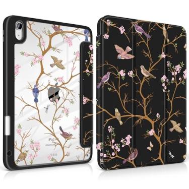 Imagem de MEEgoodo Capa para iPad Air 11 polegadas M3 2025 / M2 2024, para iPad Air 5ª / 4ª geração 27.7 cm 2022/2020, capa para tablet com revestimento traseiro transparente acrílico, flor de cerejeira e