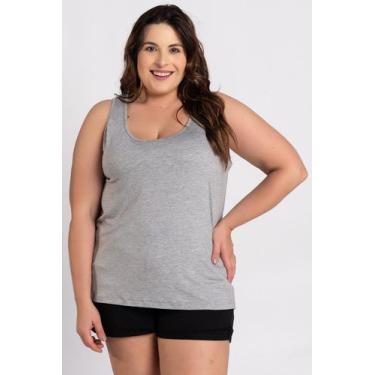 Imagem de Regata Feminina Plus Size Básica Visco - Serena, G1, Mescla
