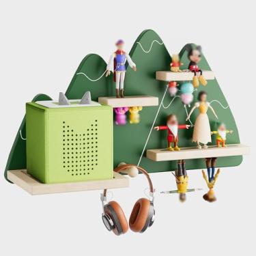 Imagem de LUPWNEKA Prateleira Tonie Green Mountain Montado na parede – Prateleira de parede Tonies para Toniebox, estação de carregamento, expositor magnético de madeira, prateleira Tonie para bonecos Tonies,