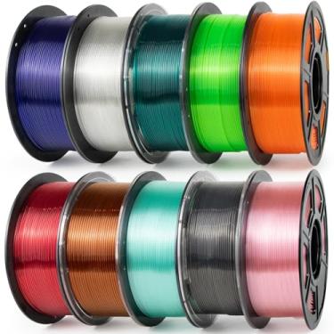 Imagem de IEMAI Filamento PETG transparente 1,75 mm, pacote de 10 kg, filamento de impressora 3D transparente de cristal multicolorido, transparente/cinza/vermelho/laranja/azul/verde fluorescente/âmbar/rosa