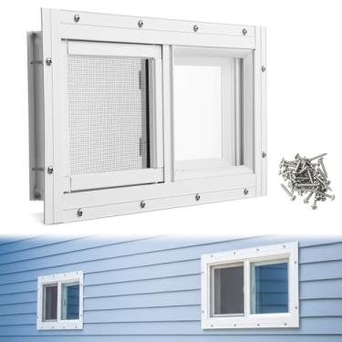 Imagem de Kathfly 1 pacote com janela residencial de porão 40,6 cm x 20,3 cm substituição de mini porão com tela de vidro e parafusos para galpões domésticos celeiros