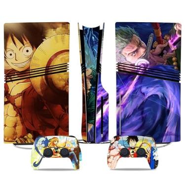 Imagem de MaD Vision Conjunto de películas de vinil extraduráveis para PS5 Pro + 5 pares de anéis de mira | Kit de adesivos resistentes a arranhões para PlayStation 5 + 2 controles – para design de mangá de uma