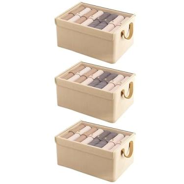 Imagem de Caixa Organizadora Dobrável Multiuso Com Tampa Feita em TNT Resistente E Ecológico(KIT 3UN【Cáqui】)