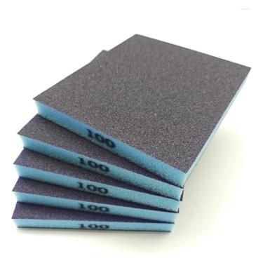 Imagem de 5/6 peças de esponja de lixa grossa média fina bloco de lixamento esponja lixa para metal madeira vidro lavável e reutilizável