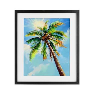 Imagem de Stupell Industries Impressão emoldurada preta sob vidro, luz solar através das palmas, design da LSR Design Studio, 40 x 33