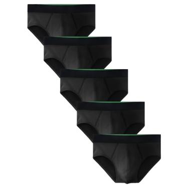 Imagem de TIICHOO Cueca masculina de algodão lavável à prova de vazamento para incontinência, pacote com 5, 5, preto, 3G