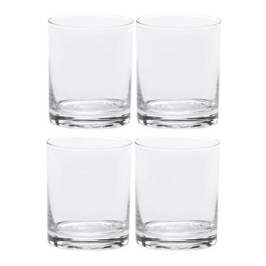 Imagem de Jogo 4 Copos Baixo De Vidro Liso Água Whisky Drink 310Ml